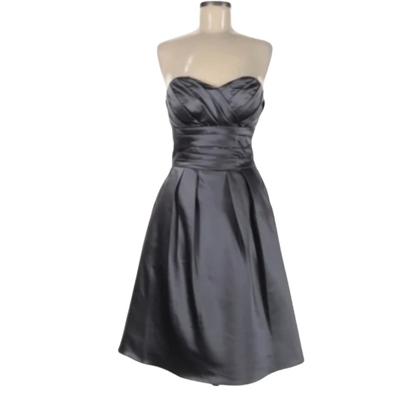 Bill Levkoff Strapless Black Satin Formal Dress - Picture 1 of 8